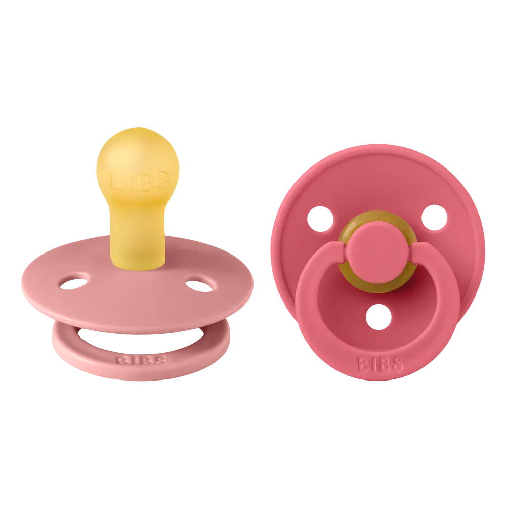 Napp Colour 2-pack Latex Rund 0-6 mån - Dusty Pink/Coral