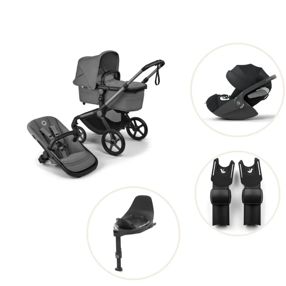 Bugaboo Fox 5 Renew Barnvagn Inkl. Cloud T Plus Babyskydd, Bas Och Adapter - Moon Grey/Graphite