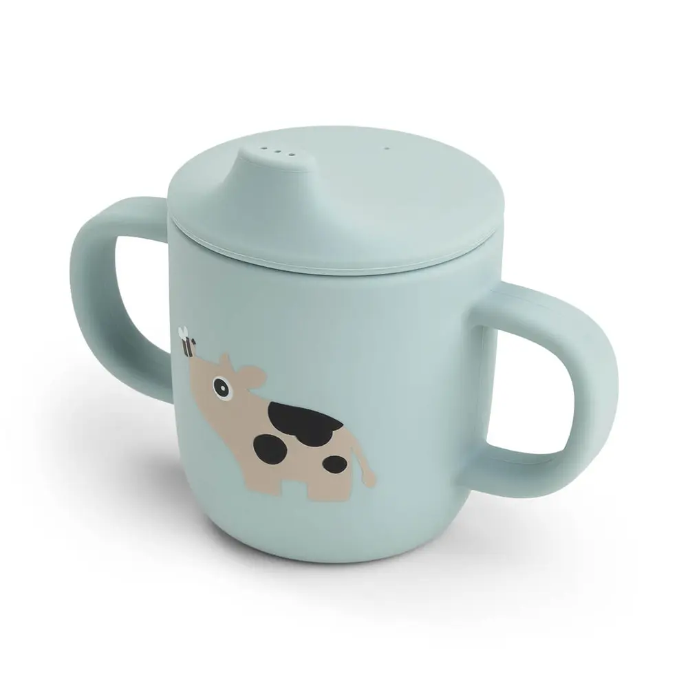 Silikon pipmugg 2 handtag Tiny farm Blå