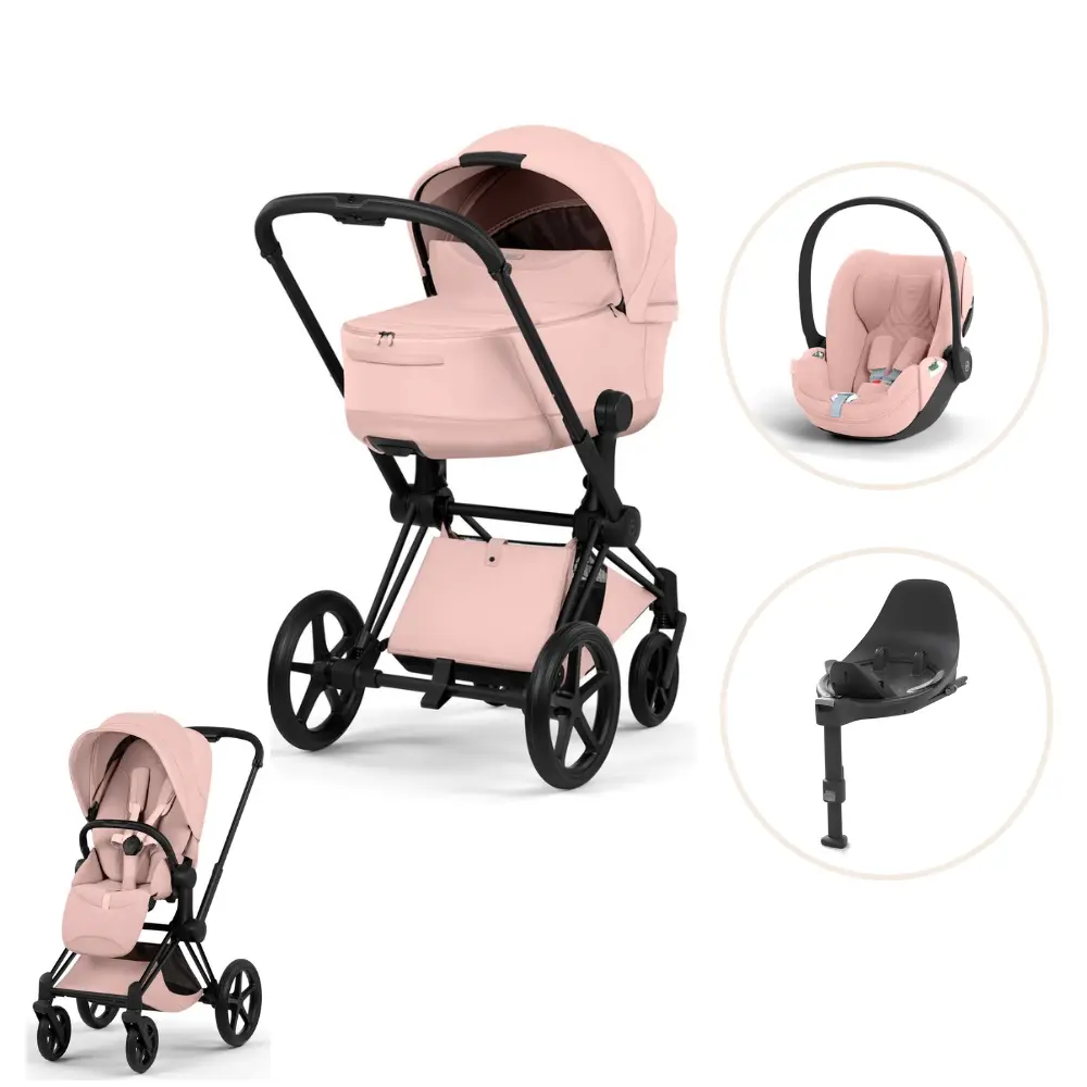 Cybex Priam Style Barnvagn inkl. Cloud T Plus & Bas T - Peach Pink/Matt Black
