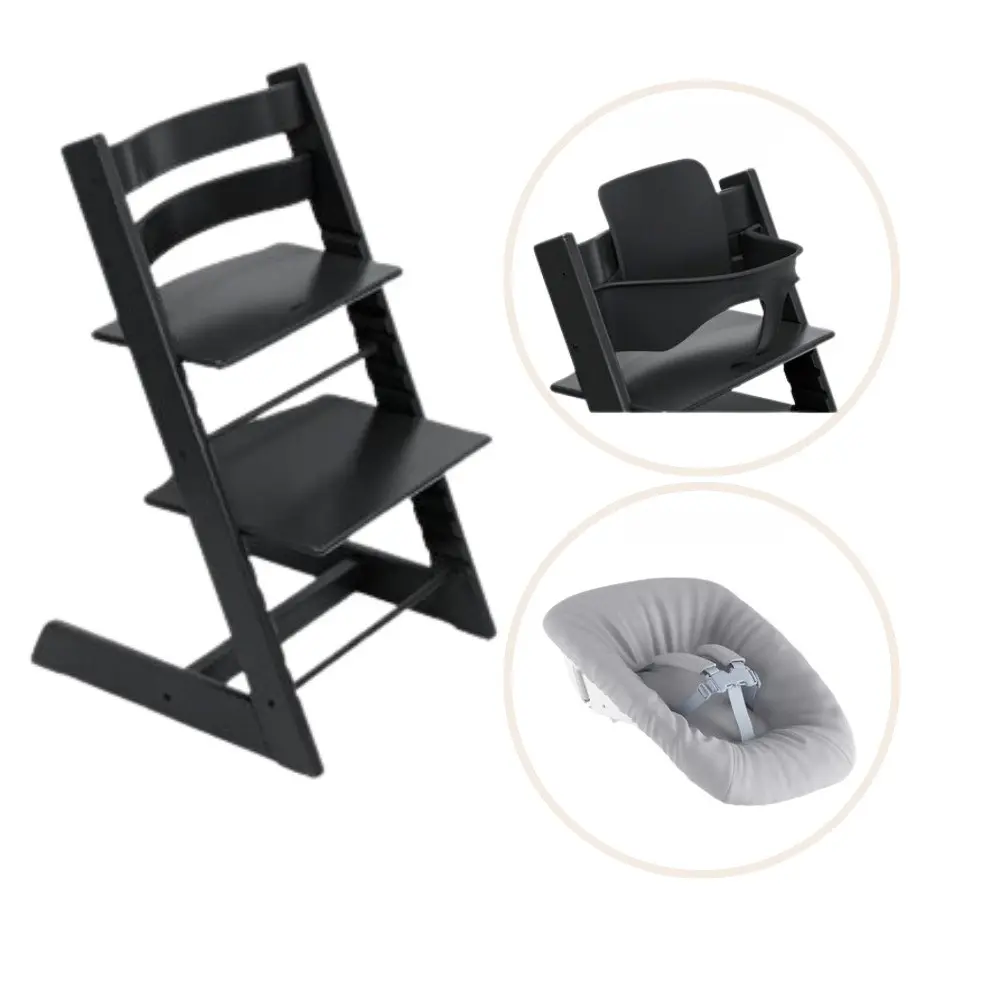 Stokke® Tripp Trapp Stol Bok Inkl. Newborn Set & Babyset - Black