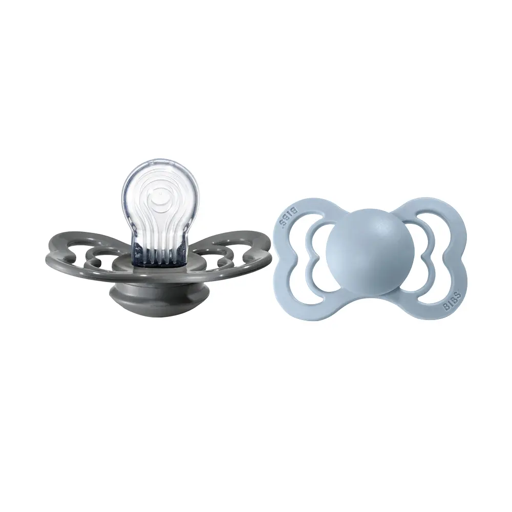 Napp Supreme 2-pack Silikon Symmetrisk 6-18 mån - Iron/Baby Blue