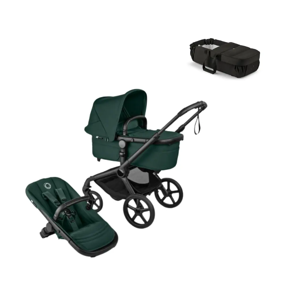 Bugaboo Fox 5 Renew Barnvagn & Bugaboo Babynest - Fern Green/Black