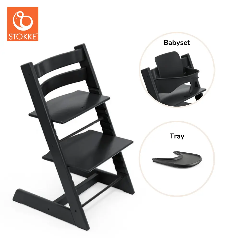 Stokke® Tripp Trapp Stol Inkl. Babyset & Bricka - Black