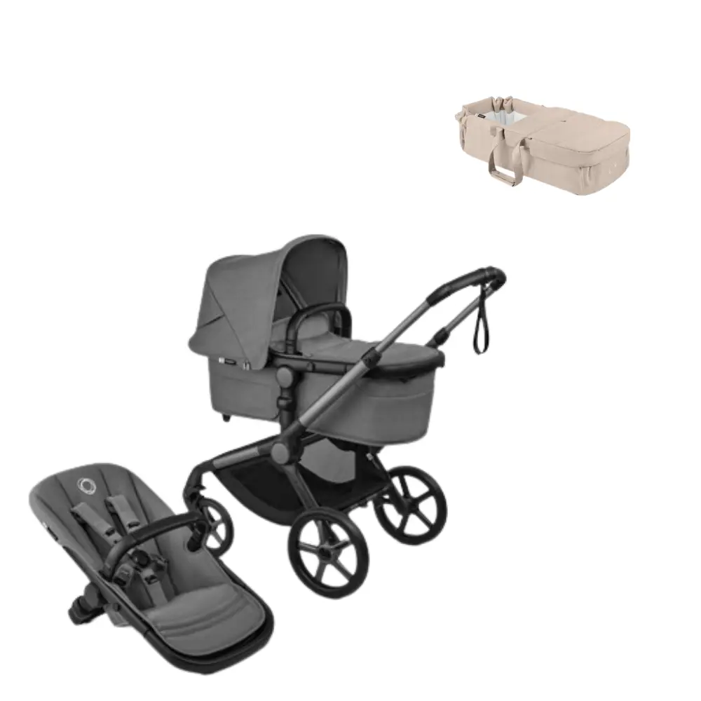 Bugaboo Fox 5 Renew Barnvagn & Bugaboo Babynest - Moon Grey/Taupe