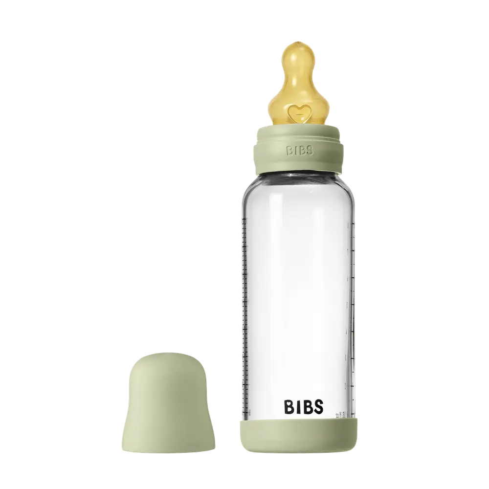 Nappflaska Glas Baby Latex Medium Slow Flow 240 ml - Sage