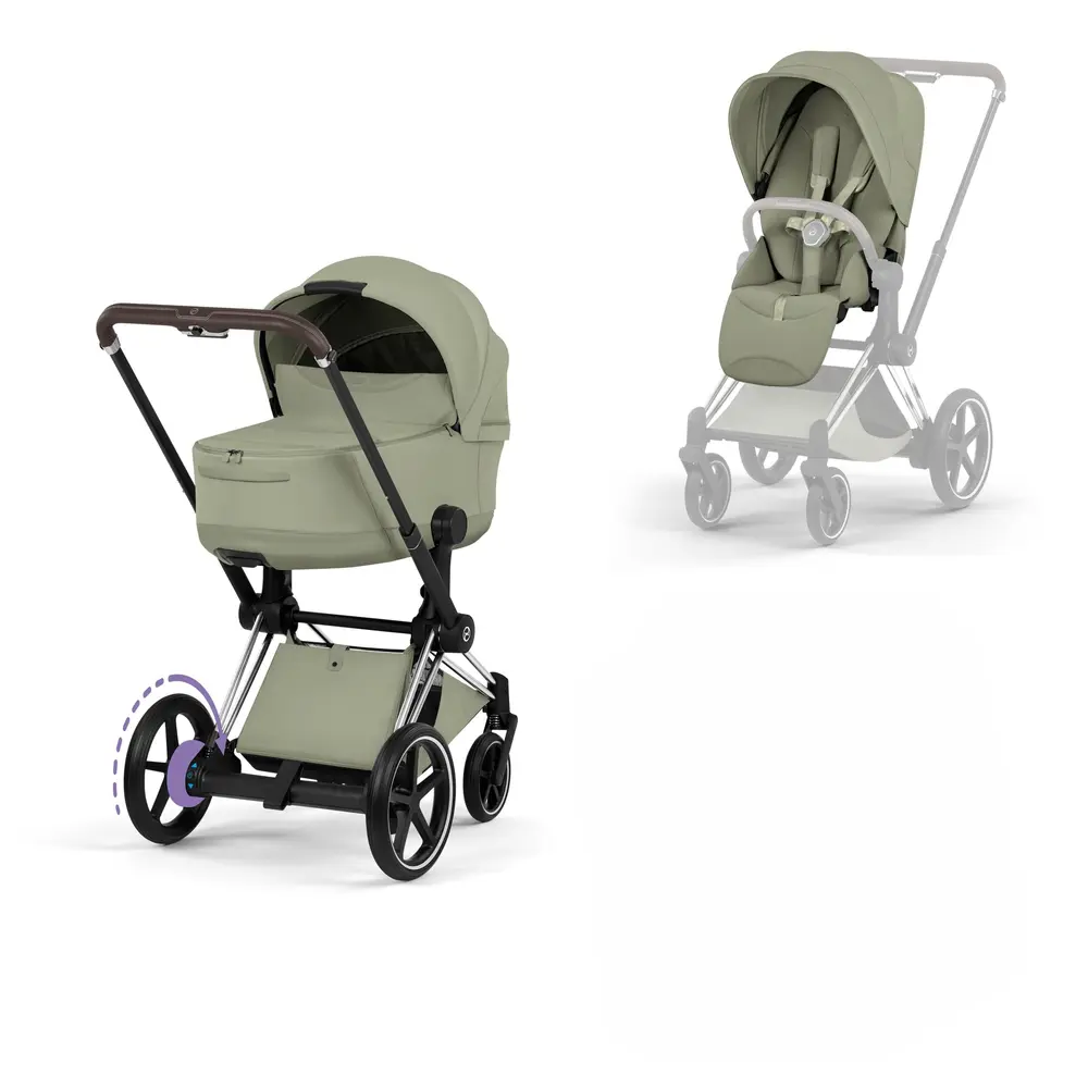 Cybex e-Priam Style Barnvagn - Sage Green/Chrome Brown