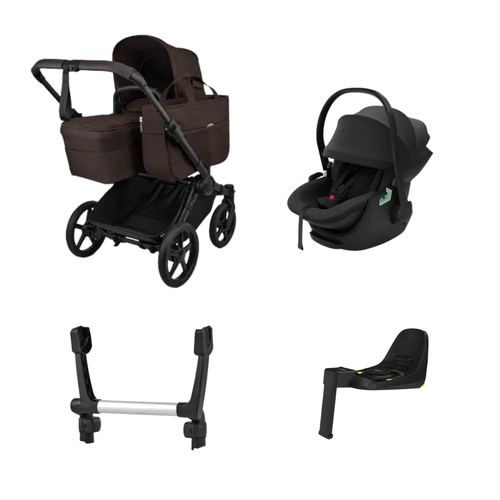 Bugaboo Donkey 6 Duovagn inkl Thule Maple Babyskydd & bas - Cocoa Brown/Black