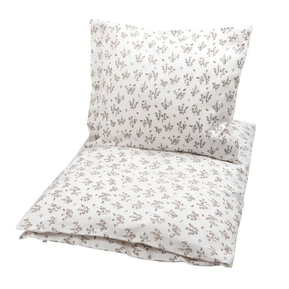 Baby sängkläder, 70x100 cm - Floral, beige