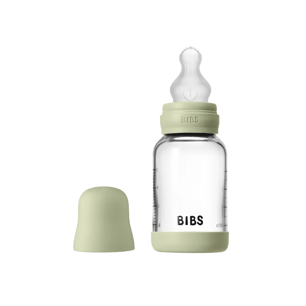 Nappflaska Glas Baby Silikon Slow Flow 120 ml - Sage