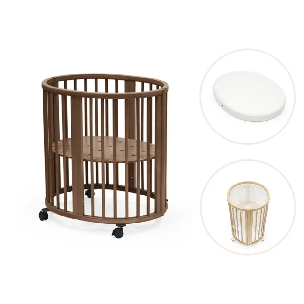 Stokke® Sleepi Mini V3 Spjälsäng Inkl. Madrass, Lakan & Spjälskydd – Warm Brown