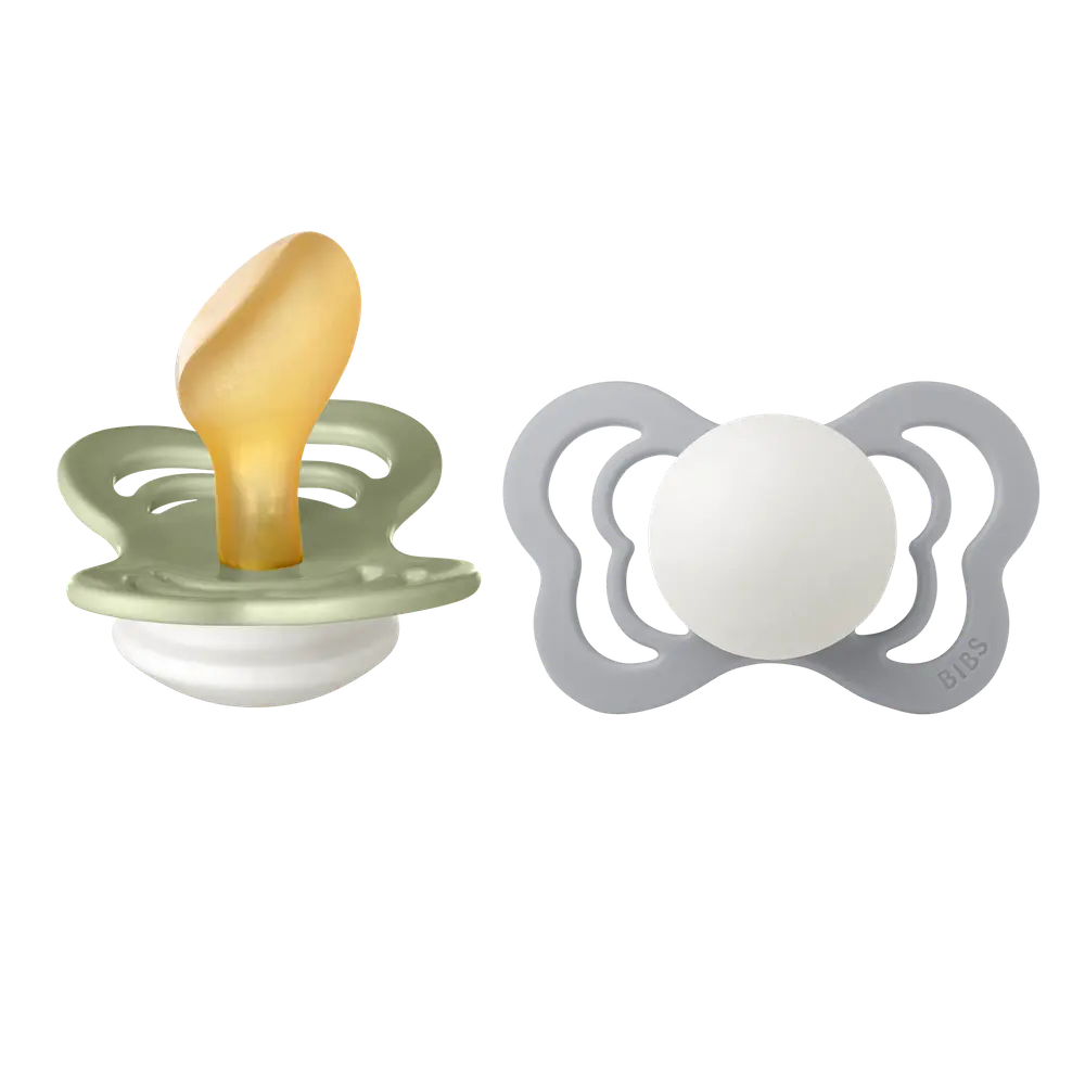 BIBS Napp Couture 2 pk Latex Str 2 - Sage Cloud, Nat BIBS Napp Couture 2 pk Latex Str 2 - Sage Cloud, Nat