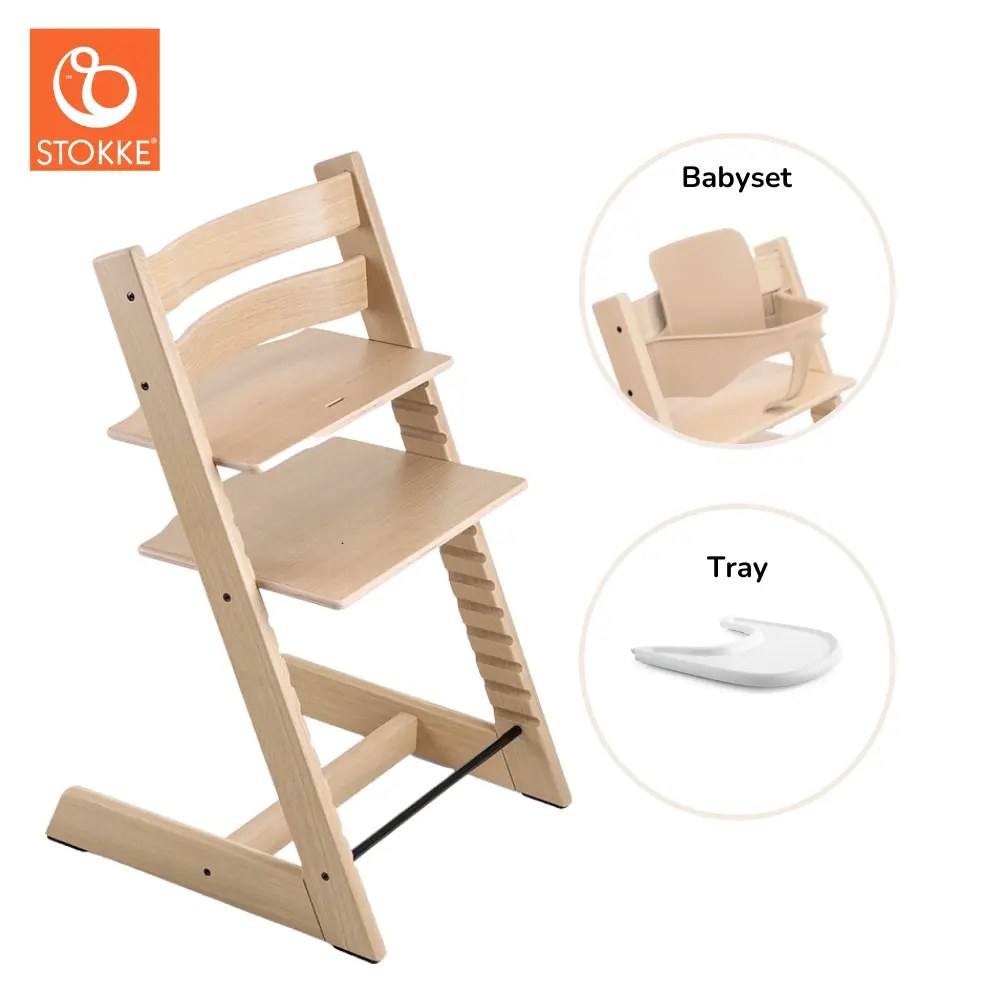 Stokke® Tripp Trapp Stol Inkl. Babyset & Bricka- Oak Natural Stokke® Tripp Trapp Stol Inkl. Babyset & Bricka- Oak Natural