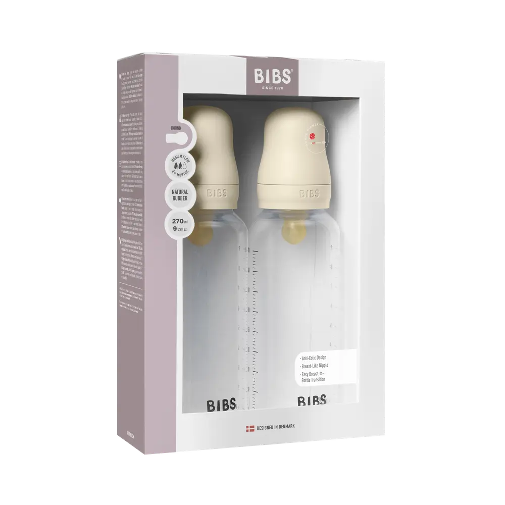 Nappflaska Baby Latex 2-pack 270ml Medium Flow - Ivory