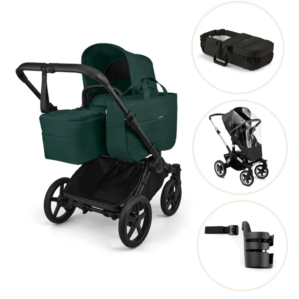 Bugaboo Donkey 6 Barnvagn Med Babynest, Regnskydd Och Mugghållare - Fern Green/Black