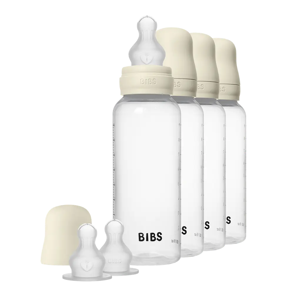 Rund nappflaska Silikon 4-Pack 270ml - Ivory