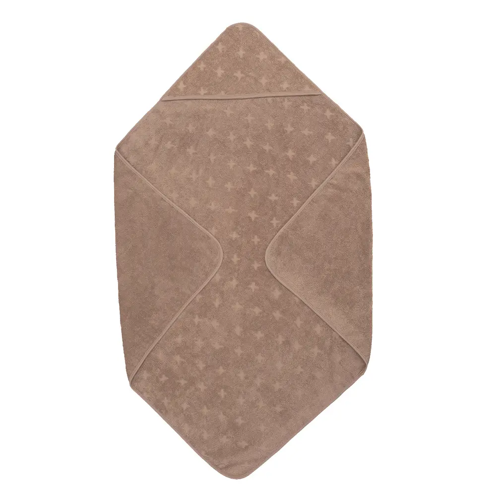 Babyhandduk med huva, 100x100 cm - Walnut