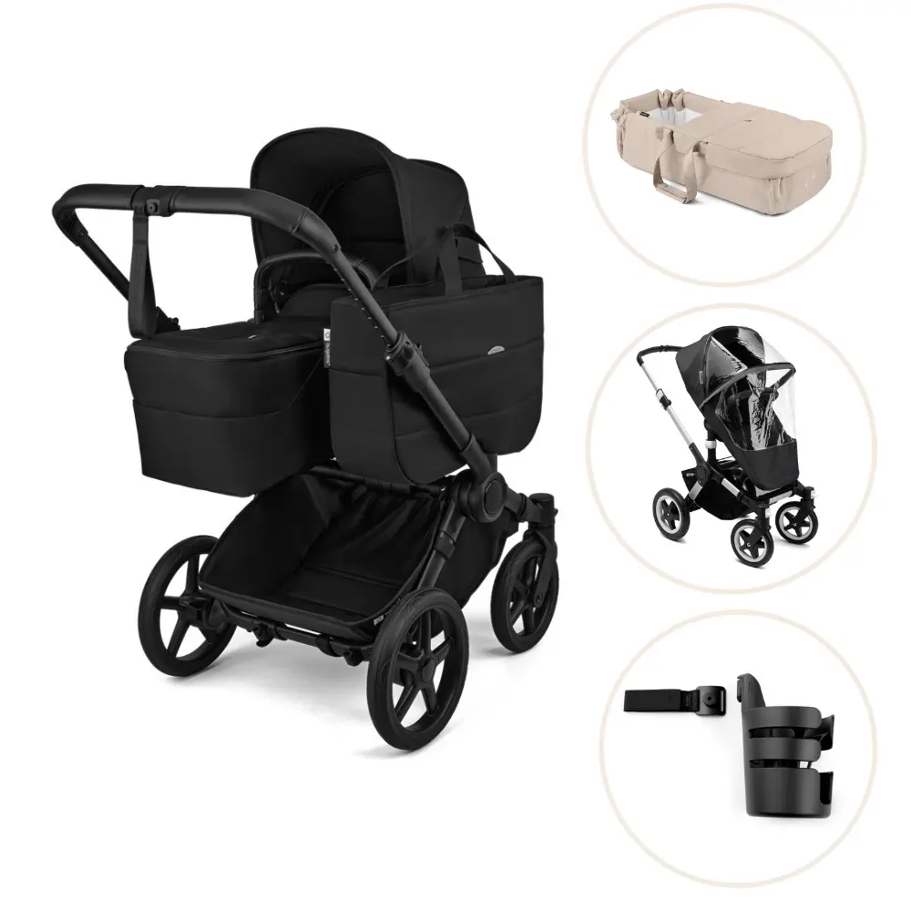 Bugaboo Donkey 6 Barnvagn Med Babynest, Regnskydd Och Mugghållare - Heritage Black/Desert Taupe