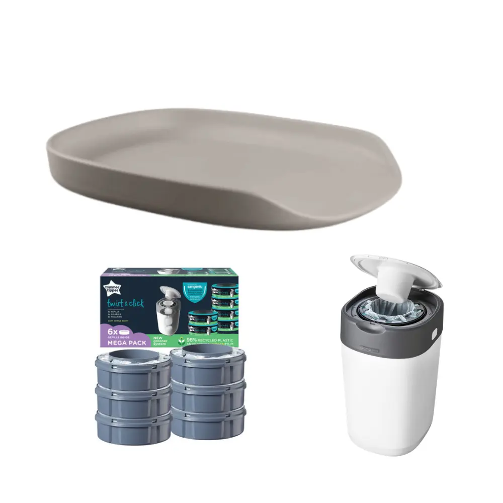 Startpaket - Skötbädd Sebra & Blöjhink inkl. 6-pack Refill - Jetty Beige Startpaket - Skötbädd Sebra & Blöjhink inkl. 6-pack Refill - Jetty Beige
