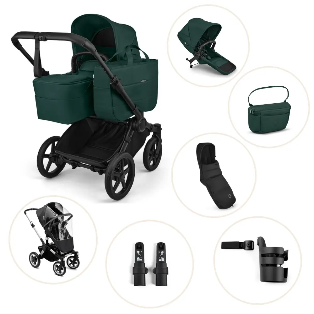 Bugaboo Donkey 6 Barnvagn Inkl. Syskonsits, Organizer, Åkpåse, Kopholder, Liggdelsadapter Og Regnskydd - Fern Green