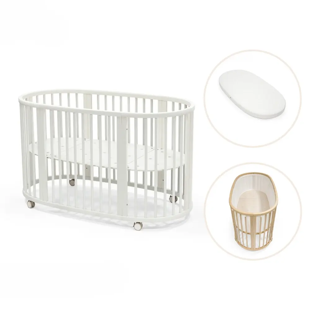Stokke® Sleepi V3 Spjälsäng Inkl. Madrass, Lakan & Spjälskydd – White