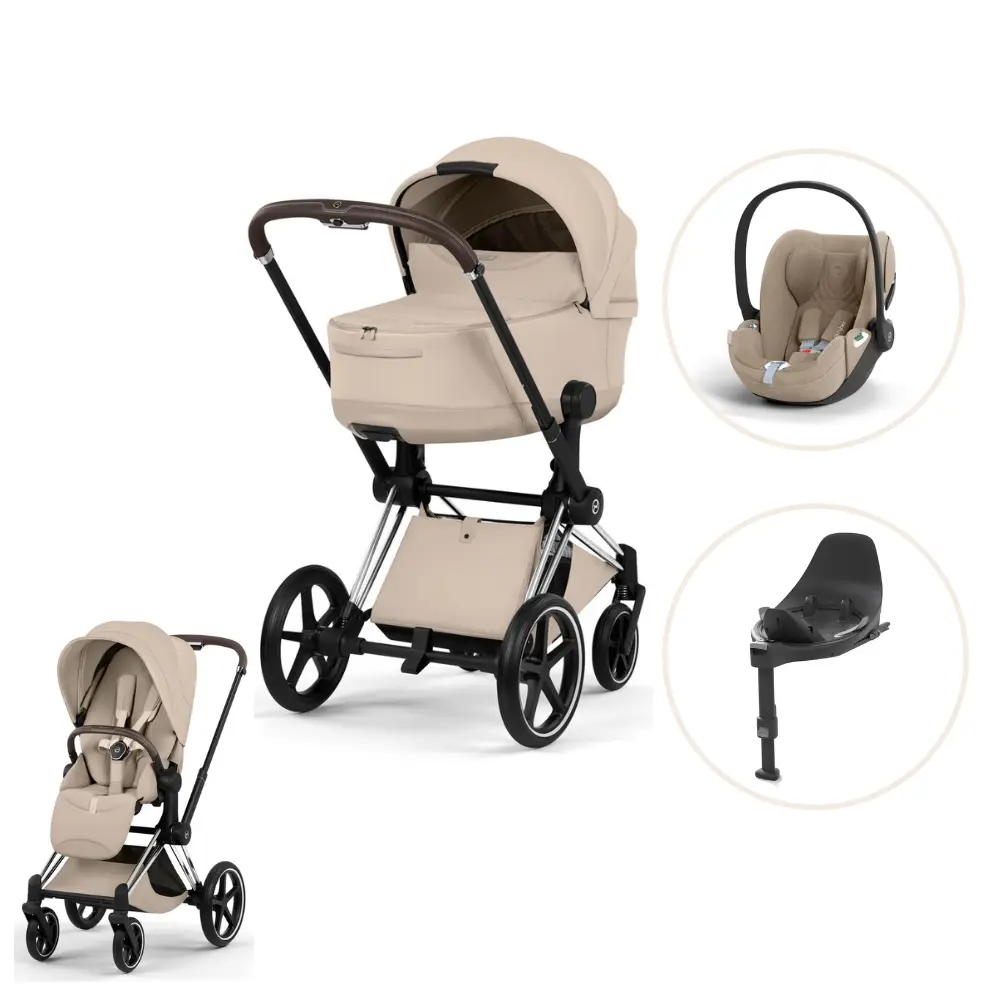Cybex Priam Style Barnvagn inkl. Cloud T Plus & Bas T - Cozy Beige/Chrome Brown
