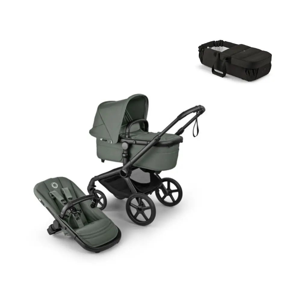Bugaboo Fox 5 Renew Barnvagn & Bugaboo Babynest - Forest Green/Black