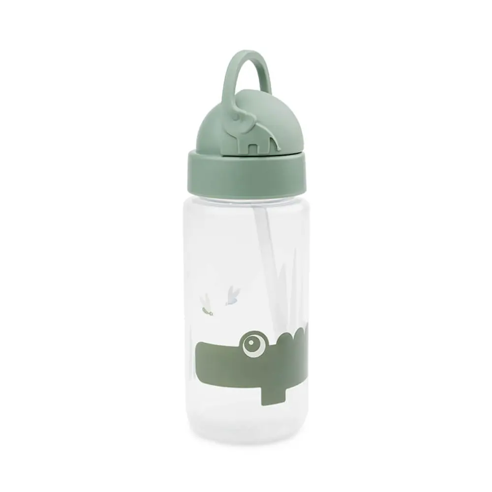 Done By Deer Flaska Med Sugrör 350 ml. - Croco Green