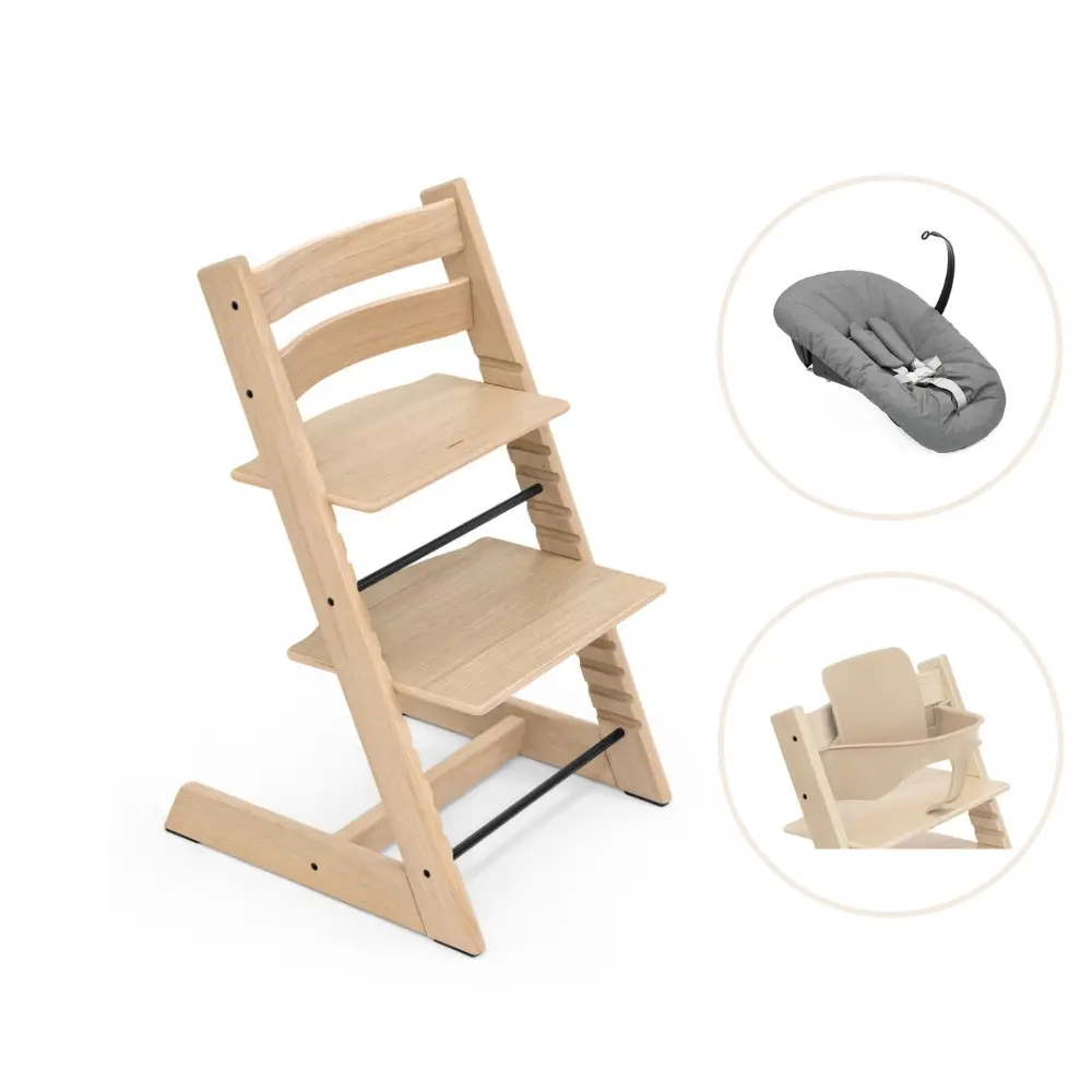 Stokke® Tripp Trapp Stol Oak Inkl. Newborn Set & Babyset- Natural