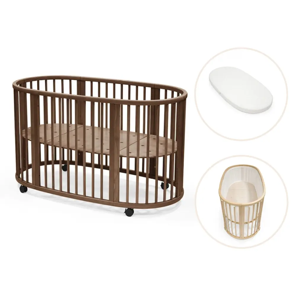 Stokke® Sleepi V3 Spjälsäng Inkl. Madrass, Lakan & Spjälskydd – Warm Brown
