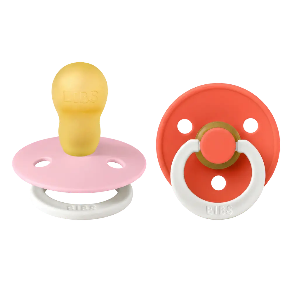 BIBS Napp 2 pk Latex Str 3 - Babypink Tango, Nat