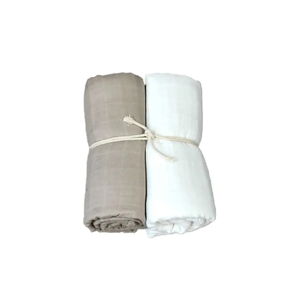 Muslinfilt 2-pack 115x115cm - Vit/Sand