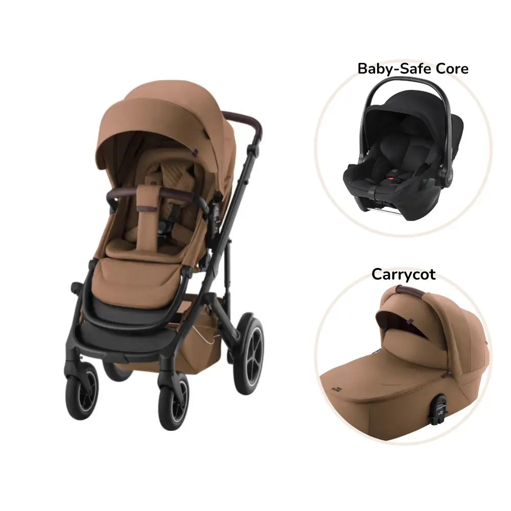 Britax Römer Smile 5Z Lux Duovagn inkl. Baby-Safe Core Babyskydd - Warm Caramel/Space Black