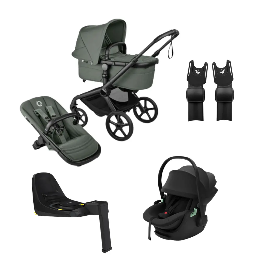 Bugaboo Fox 5 Renew Barnvagn + Thule Maple Babyskydd & Bas - Forest Green/Black