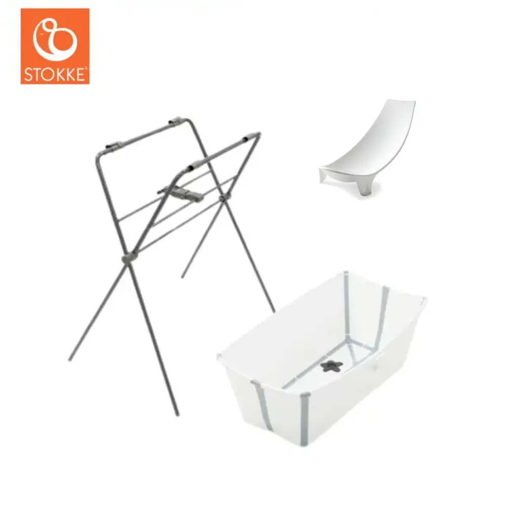 Stokke® Flexi Bath Badbalja Inkl. Stativ & Stöd Till Nyfödd - White