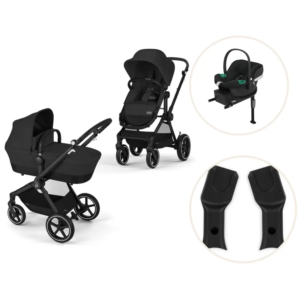 Cybex Eos Barnvagn Inkl. Aton B2 Med Bas Och Adapter - Moon Black/Black