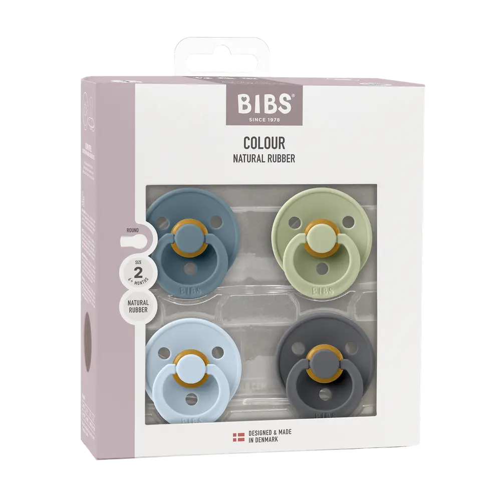 Napp Colour 4-pack Latex Rund 6-18 mån - Petrol/Sage/Baby Blue/Iron