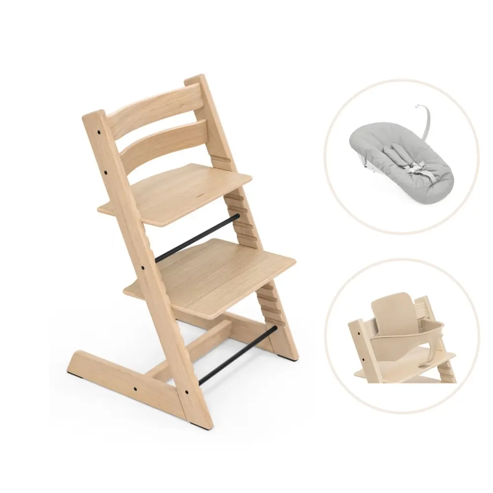 Stokke® Tripp Trapp Stol Oak Inkl. Newborn Set & Babyset - Natural Stokke® Tripp Trapp Stol Oak Inkl. Newborn Set & Babyset - Natural