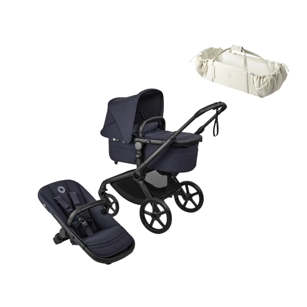 Bugaboo Fox 5 Renew Complete - Black/Deep Indigo inkl. Sleepcarrier Vol 5 Oat Beige
