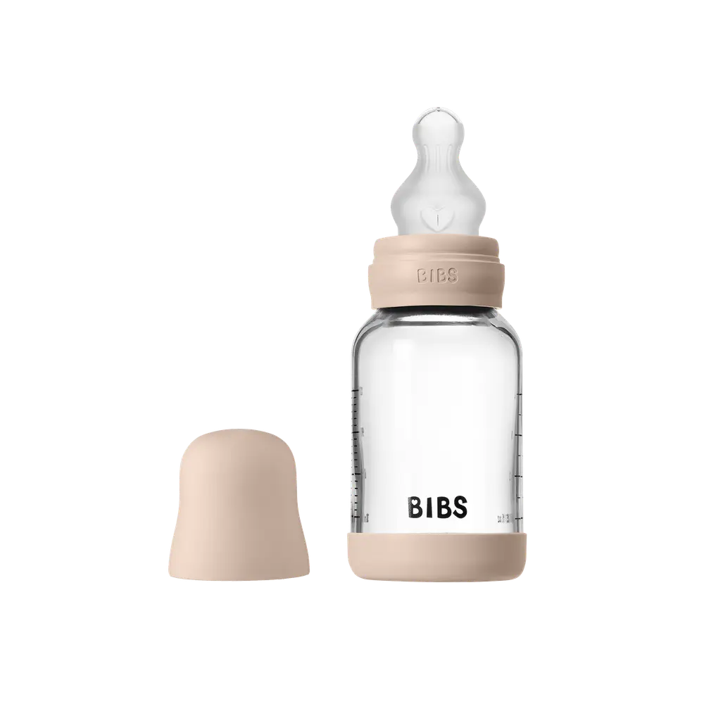 Nappflaska Glas Baby Silikon Slow Flow 120 ml - Blush