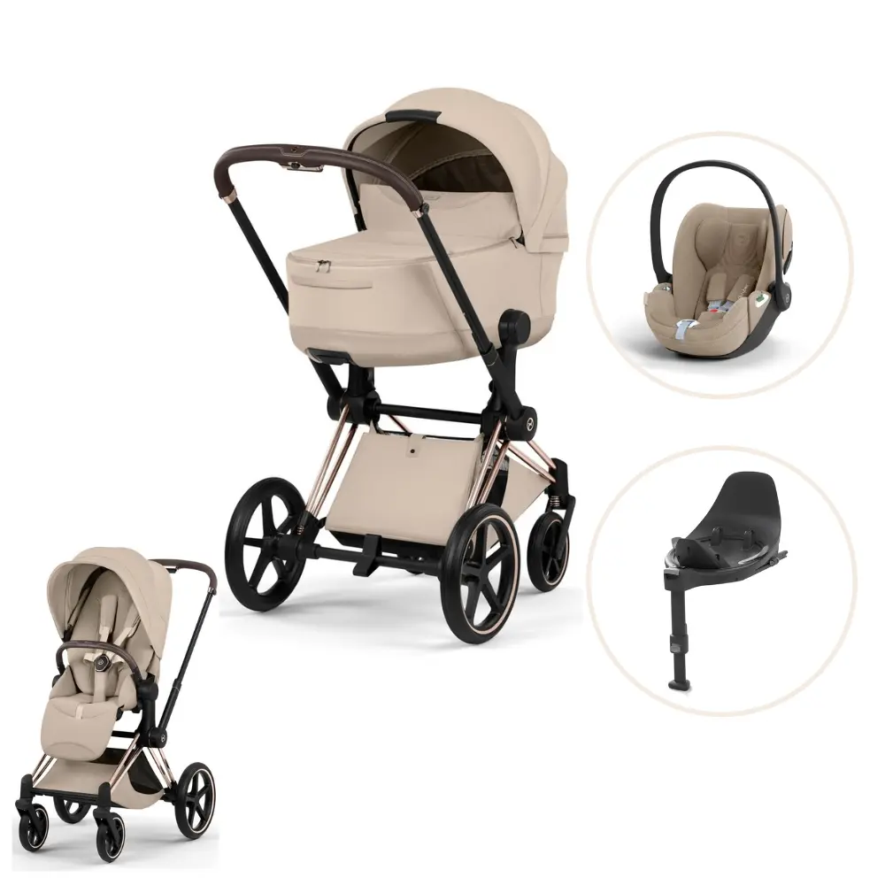 Cybex Priam Style Barnvagn inkl. Cloud T Plus & Bas T - Cozy Beige/Rosegold