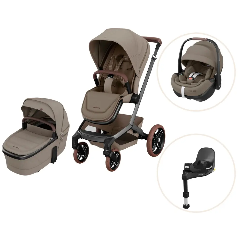 Maxi-Cosi Fame Duovagn inkl. Pebble 360 Pro 2 Babyskydd Med Bas - Twillic Truffle