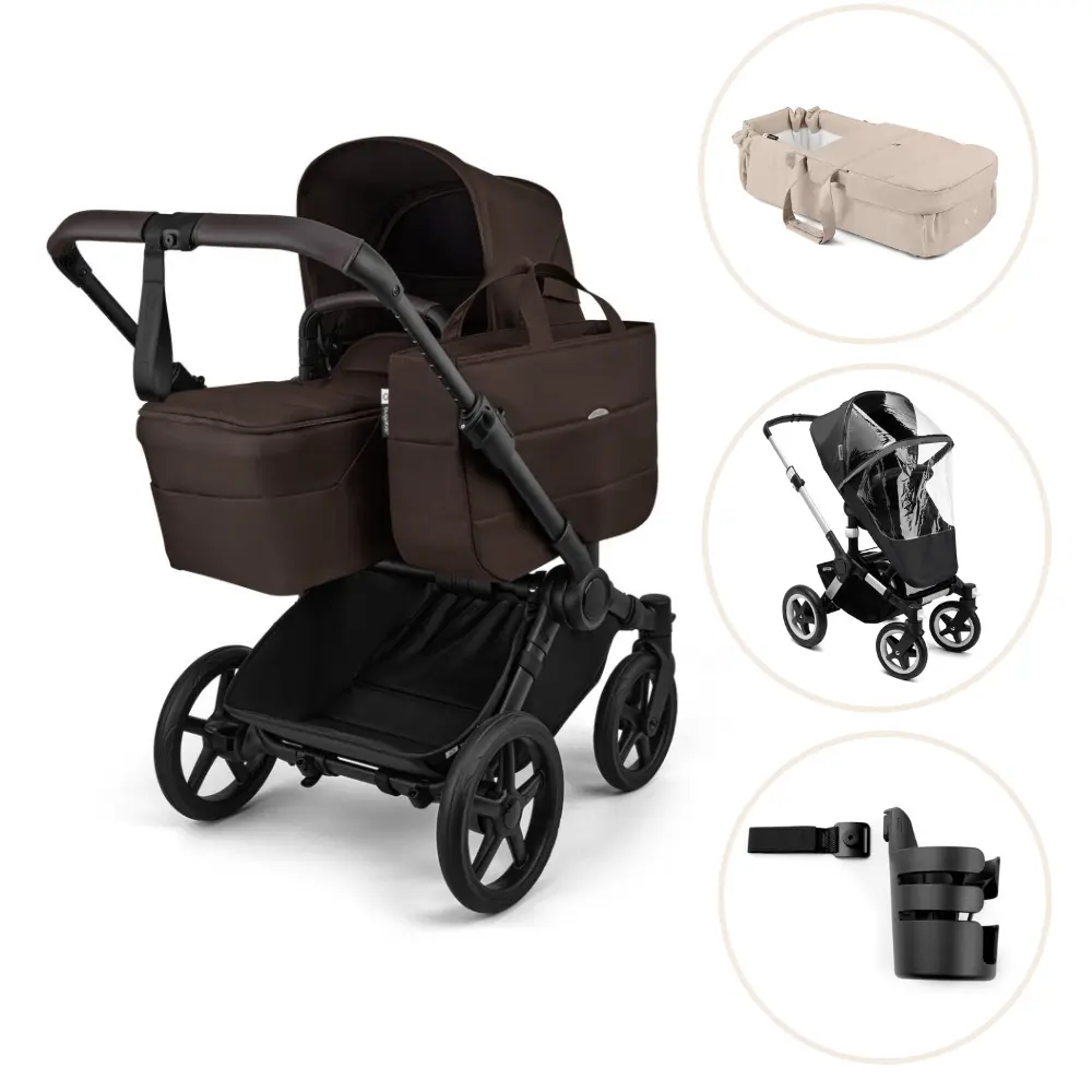Bugaboo Donkey 6 Barnvagn Med Babynest, Regnskydd Och Mugghållare - Cocoa Brown/Desert Taupe