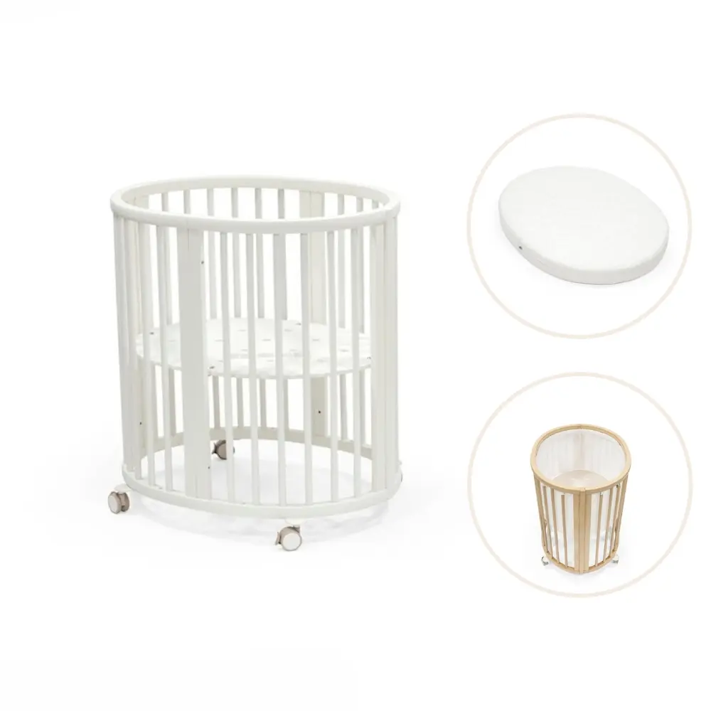 Stokke® Sleepi Mini V3 Spjälsäng Inkl. Madrass, Lakan & Spjälskydd – White