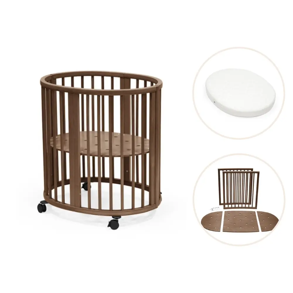Stokke® Sleepi Mini V3 Spjälsäng Med Förlängning & Madrass - Warm Brown