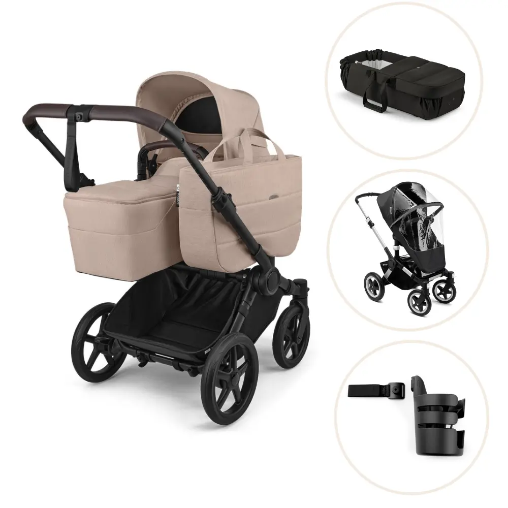 Bugaboo Donkey 6 Barnvagn Med Babynest, Regnskydd Och Mugghållare - Desert Taupe Melange/Black