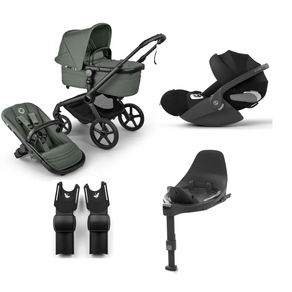 Bugaboo Fox 5 Renew Complete - Black/Forest Green + Cloud T + Bas T + Adapter