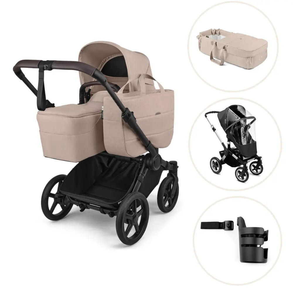 Bugaboo Donkey 6 Barnvagn Med Babynest, Regnskydd Och Mugghållare - Desert Taupe Melange/Desert Taupe
