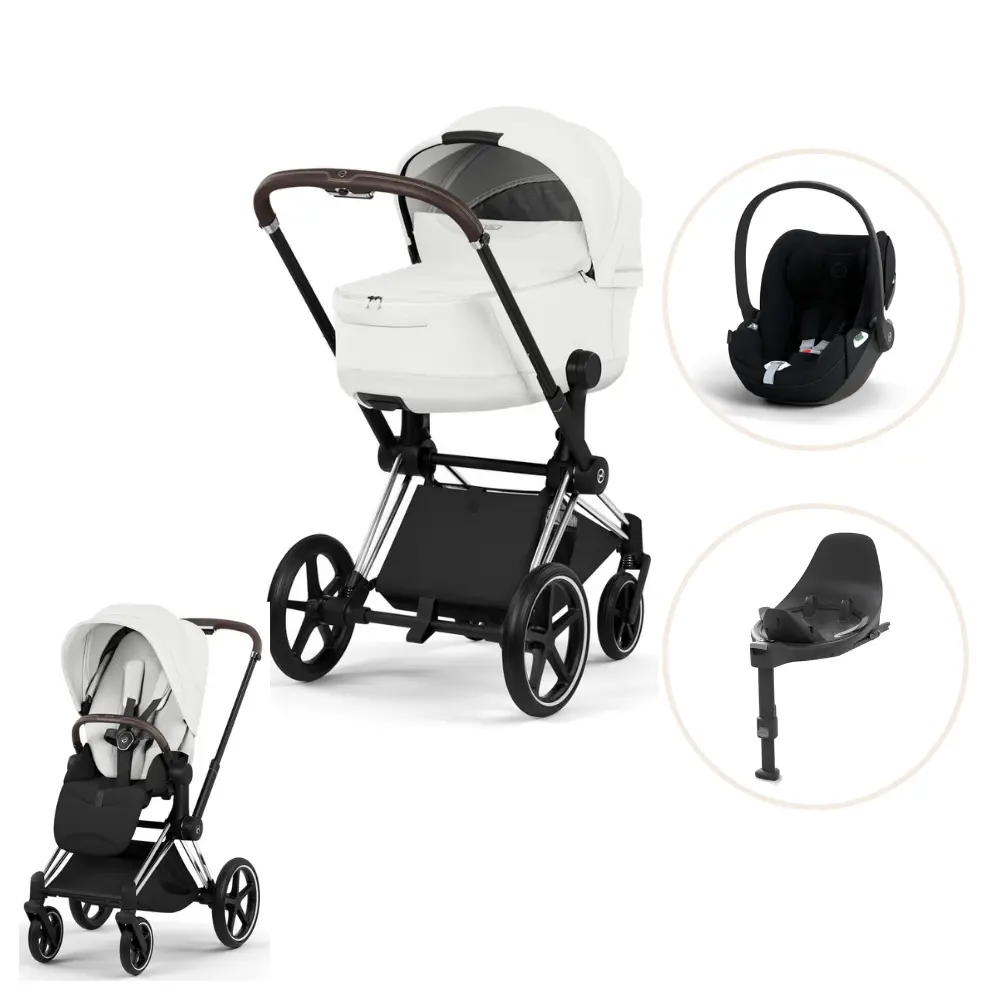 Cybex Priam Style Barnvagn inkl. Cloud T Plus & Bas T - Off White/Chrome Brown Cybex Priam Style Barnvagn inkl. Cloud T Plus & Bas T - Off White/Chrome Brown