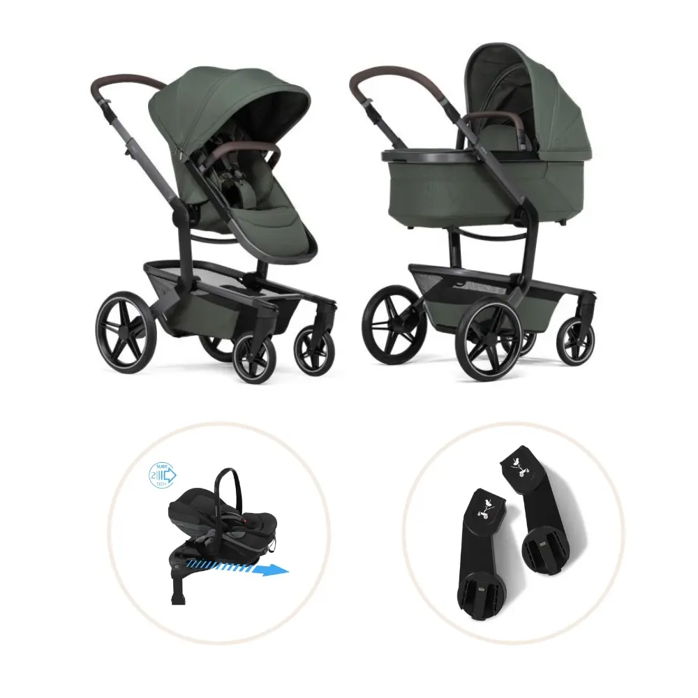Joolz Day5 Barnvagn Med Maxi-Cosi Pebble Slide Pro Och Babyskyddsadapter - Forest Green/Onyx Black
